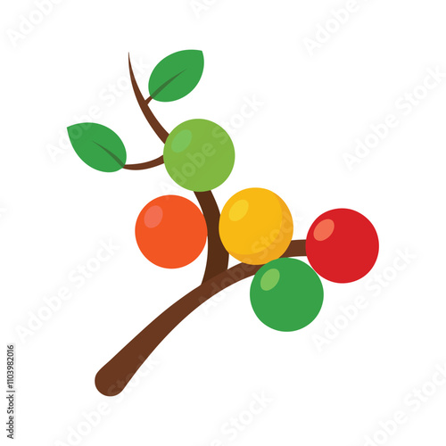 A skittles sit on the tree branch vector illustration