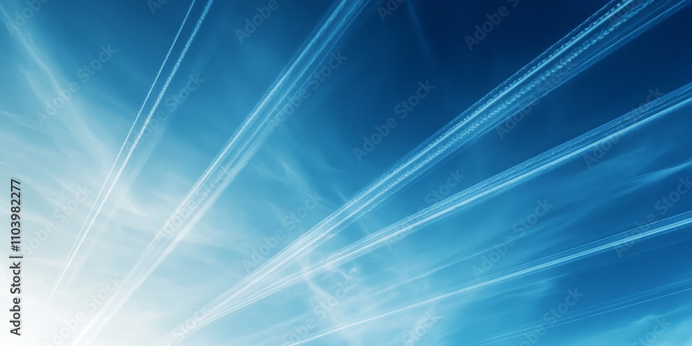 Streaks of condensation trails across a clear blue sky Streaks of condensation trails across a clear blue sky