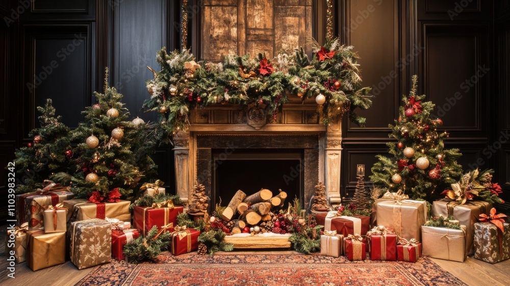 Elegant Christmas Party Centerpiece with Festive Decor Elegant Christmas Party Centerpiece with Festive Decor