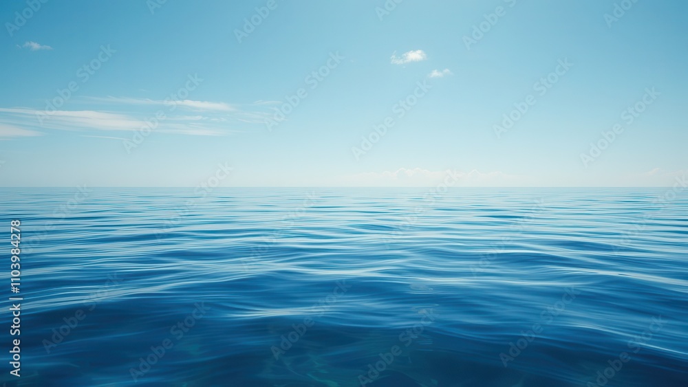 A tranquil scene of calm ocean water rippling under clear blue skies, wave, calm A tranquil scene of calm ocean water rippling under clear blue skies, wave, calm
