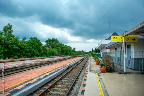 dramatic overcast landscape at kedung gedeh train station area, west java