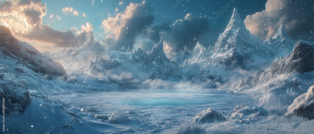 Dramatic waves illuminated by mysterious light create a surreal underwater landscape during a deep ocean exploration Dramatic waves illuminated by mysterious light create a surreal underwater landscape during a deep ocean exploration