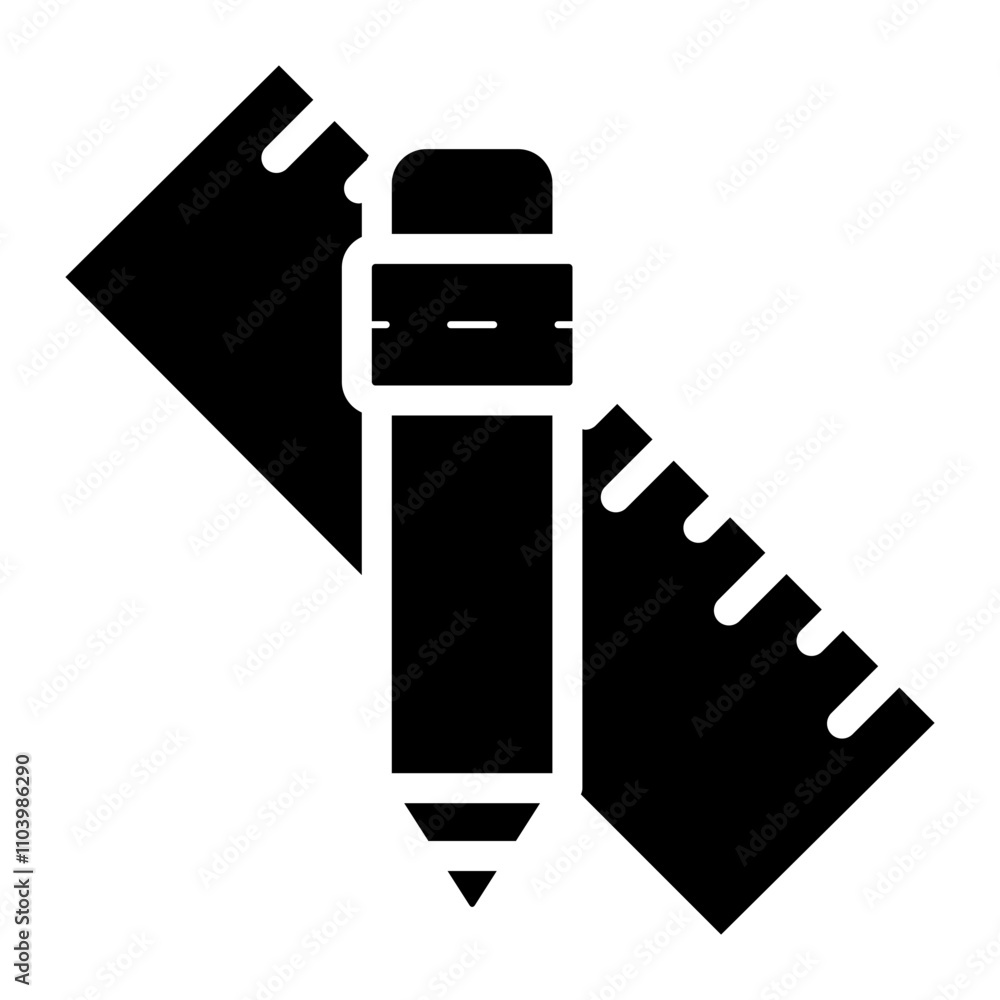 Obraz premium pencil and ruler glyph icon
