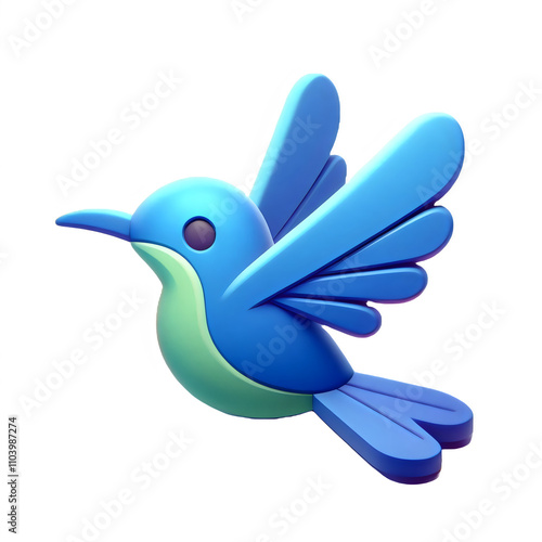 A 3D icon of abird, matte material finish, white background, cartoon style, designed as a game art asset.