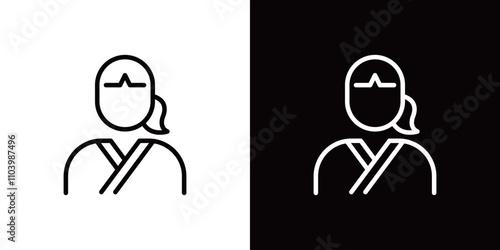 巫女さんのシンプルなラインアイコン