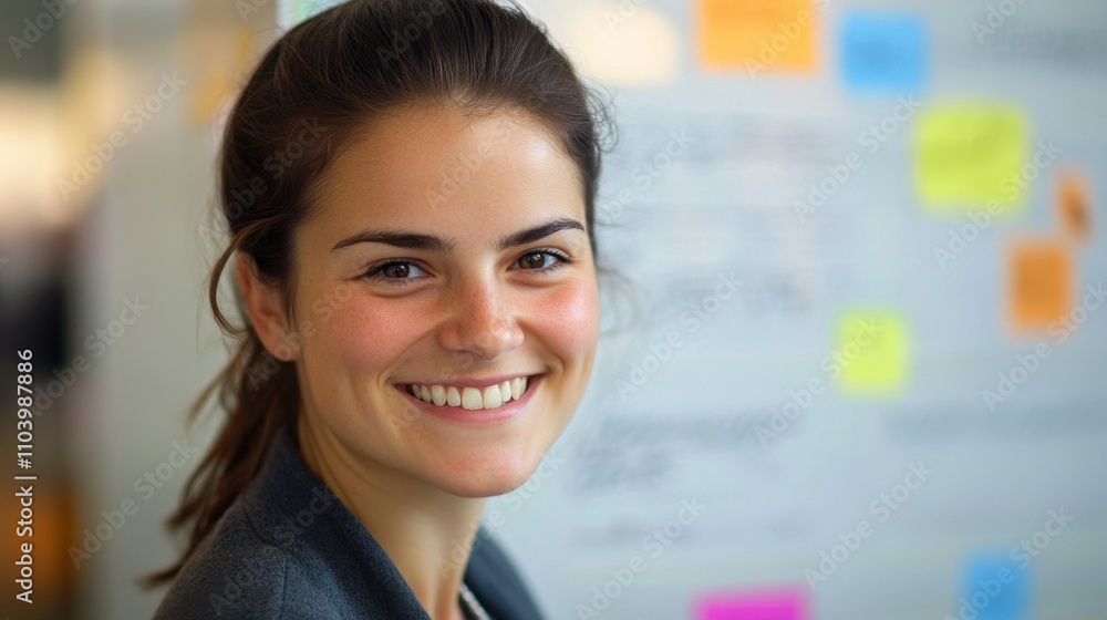 Obraz premium Empowering Female Manager Celebrates Key Milestones with Hybrid Team