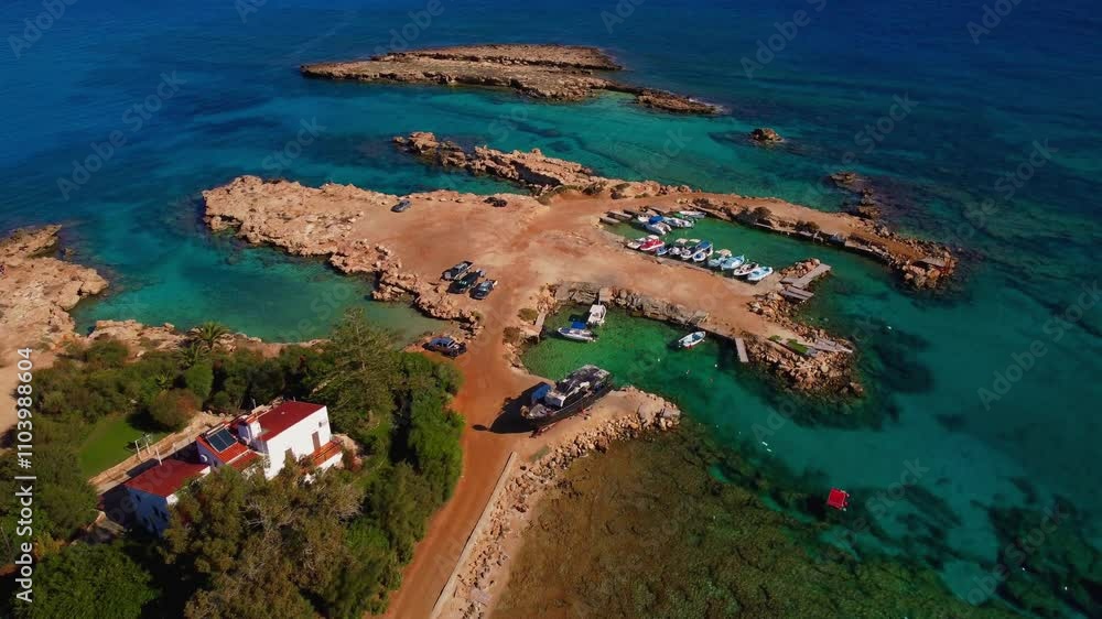 Aerial drone top town Cyprus crystal clear waters around the coast beautiful beaches Aya napa Aerial drone top town Cyprus crystal clear waters around the coast beautiful beaches Aya napa