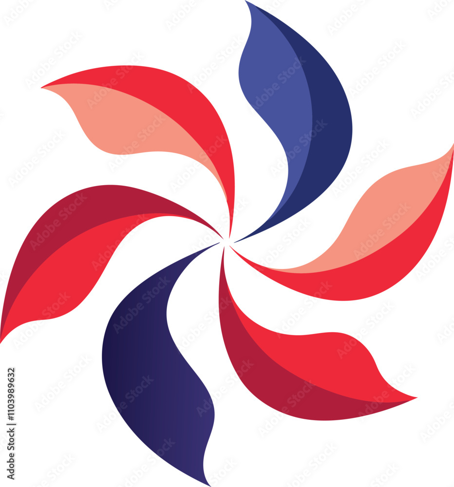 Abstract Swirling Floral Design, Red, Blue, Pink, Modern Logo Abstract Swirling Floral Design, Red, Blue, Pink, Modern Logo