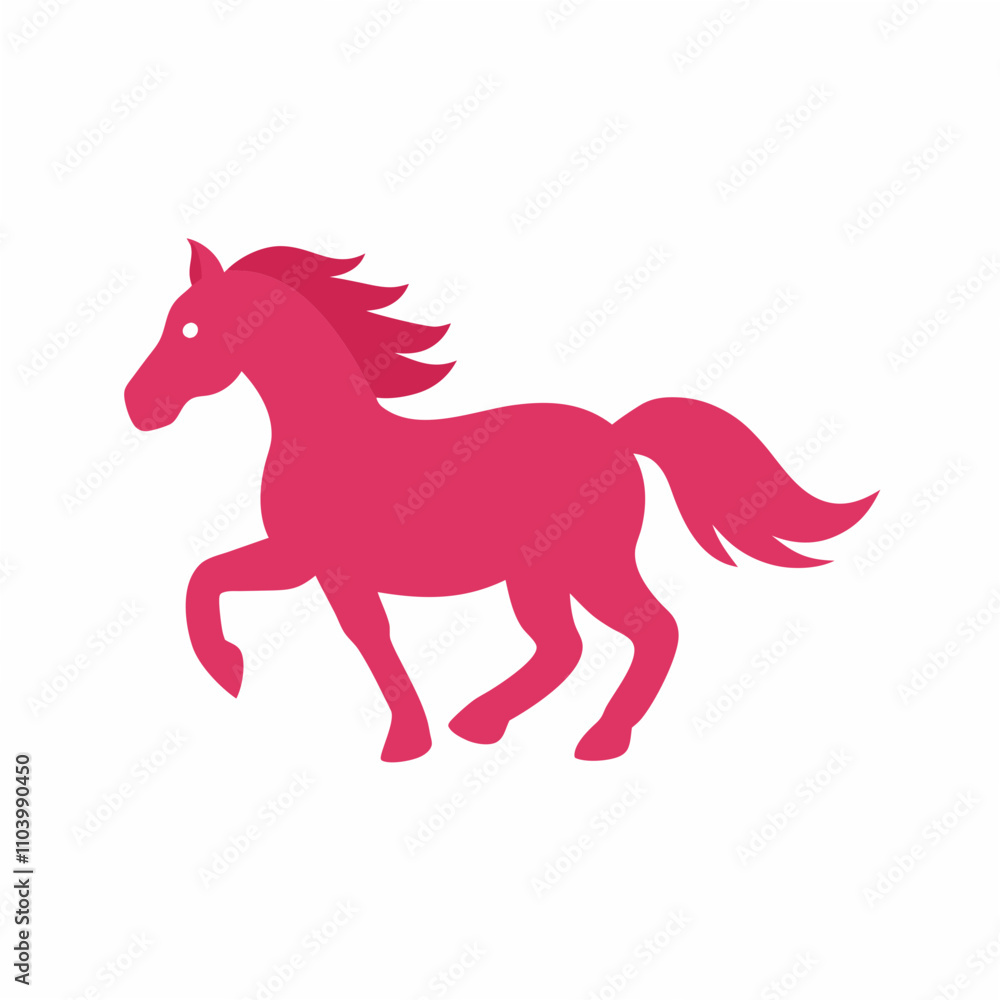 Running Horse Silhouette Vector on White Background in Dynamic Style Running Horse Silhouette Vector on White Background in Dynamic Style