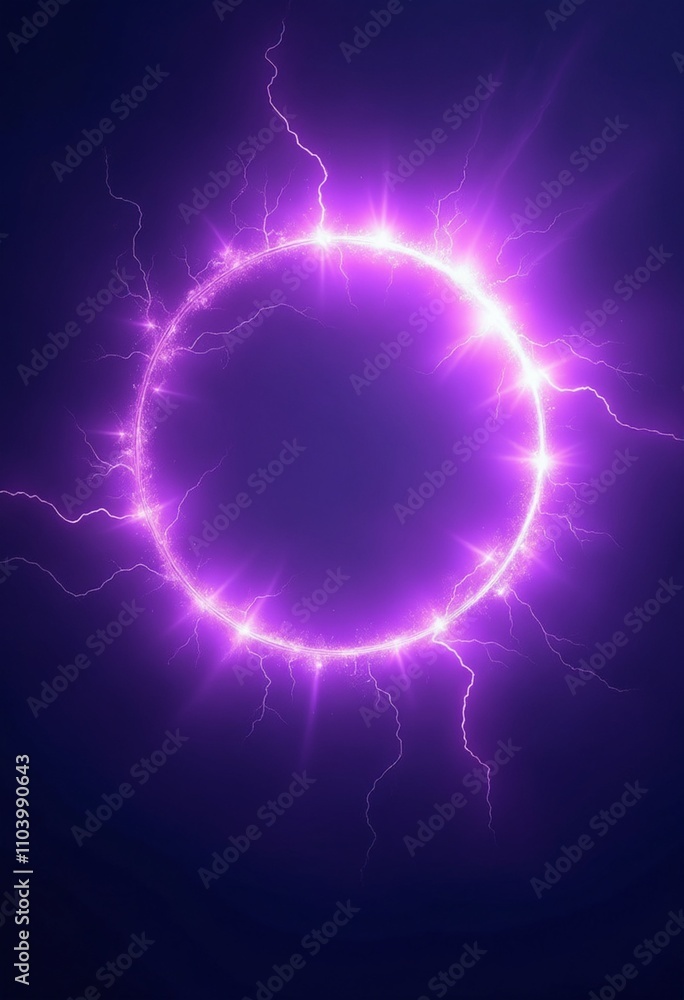 Purple abstract plasma lightning ring with glowing particles swirling in dark sky fantasy concept art Purple abstract plasma lightning ring with glowing particles swirling in dark sky fantasy concept art