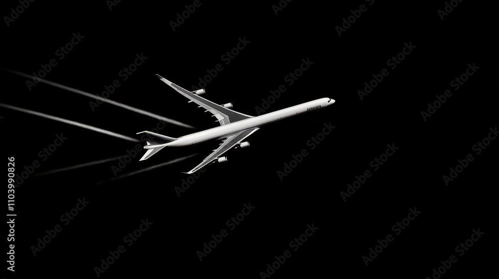 A white airplane flying in the sky, distant view A white airplane flying in the sky, distant view