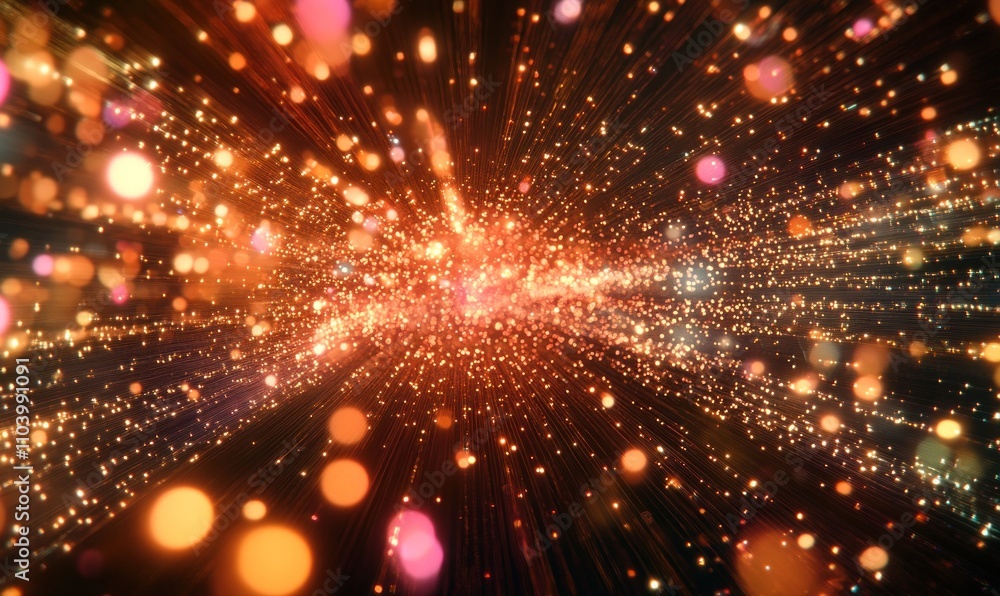Abstract Particle Explosion in Vibrant Orange and Gold Abstract Particle Explosion in Vibrant Orange and Gold