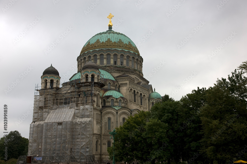 Russia Leningrad region Kronstadt view on a cloudy summer day Russia Leningrad region Kronstadt view on a cloudy summer day