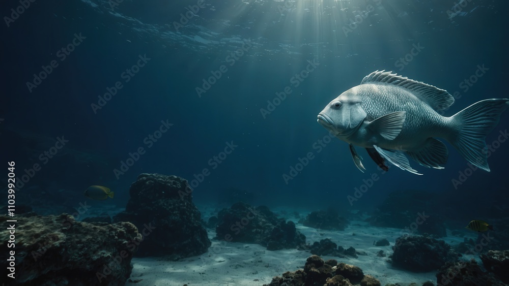 Fototapeta premium fish, underwater, sea, water, ocean, aquarium, blue, diving, coral, reef, marine, animal, nature, tropical, scuba, swimming, dive, deep, fishing, shark, life, wildlife, australia, shoal, aquatic