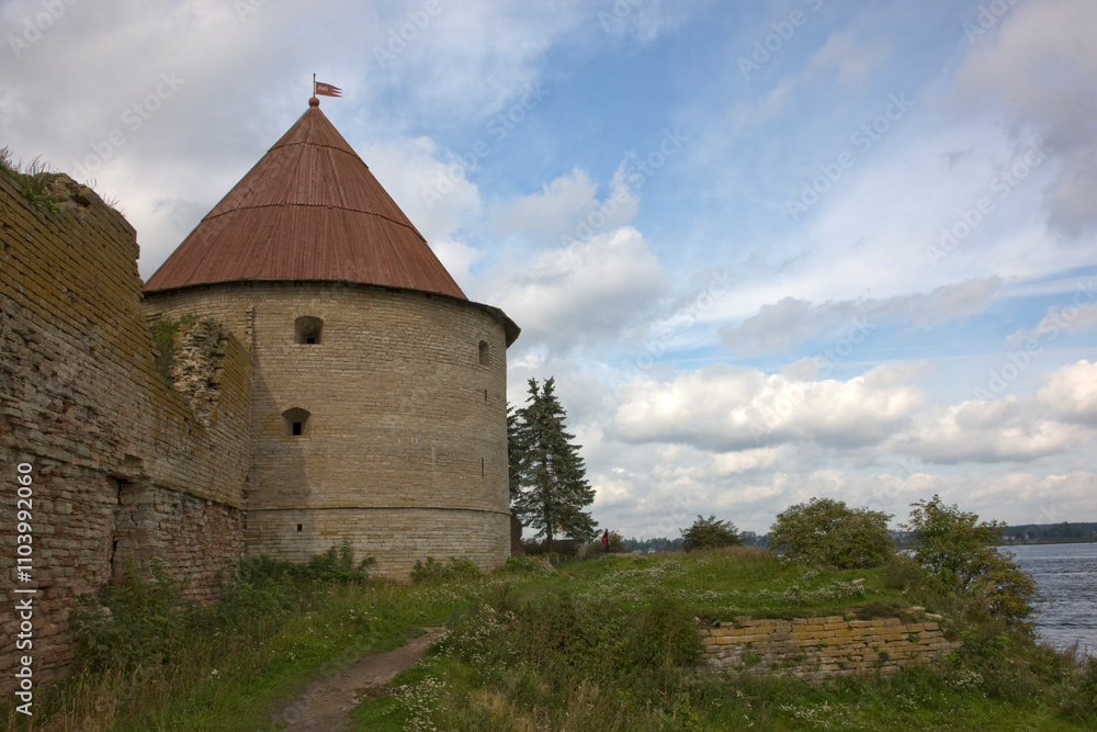 Russia Saint Petersburg Shlisselburg on a cloudy summer day Russia Saint Petersburg Shlisselburg on a cloudy summer day