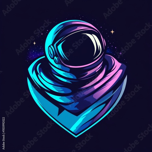 Obraz na płótnie Astronaut against galaxy as cartoon style logo w salonie