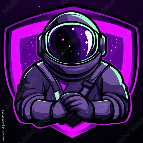 Obraz na płótnie Astronaut against galaxy as cartoon style logo w salonie