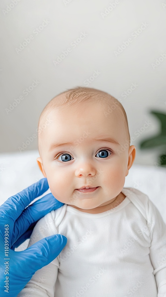 Delicate examination of a newborn during a medical check-up emphasizing care and health Delicate examination of a newborn during a medical check-up emphasizing care and health