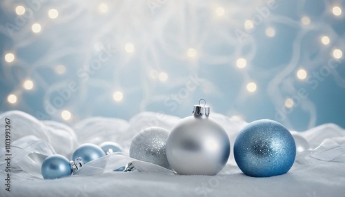 Christmas background with faint glimmering lights and abstract representations of Christmas baubles	
