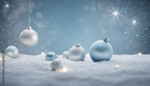 Christmas background with faint glimmering lights and abstract representations of Christmas baubles	
