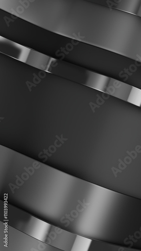 Fototapeta Naklejka Na Ścianę i Meble -  3D abstract black ribbons or lines against a vertical black mat background. 3d rendering illustration not AI