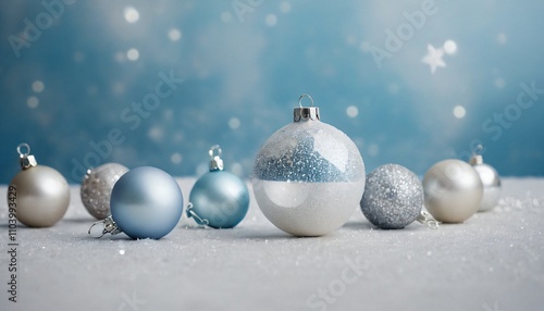 Christmas background with faint glimmering lights and abstract representations of Christmas baubles	
