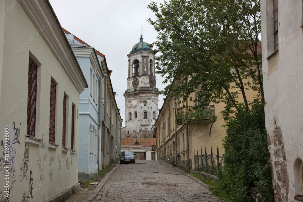 Russia Leningrad region Vyborg. View on a cloudy summer day Russia Leningrad region Vyborg. View on a cloudy summer day
