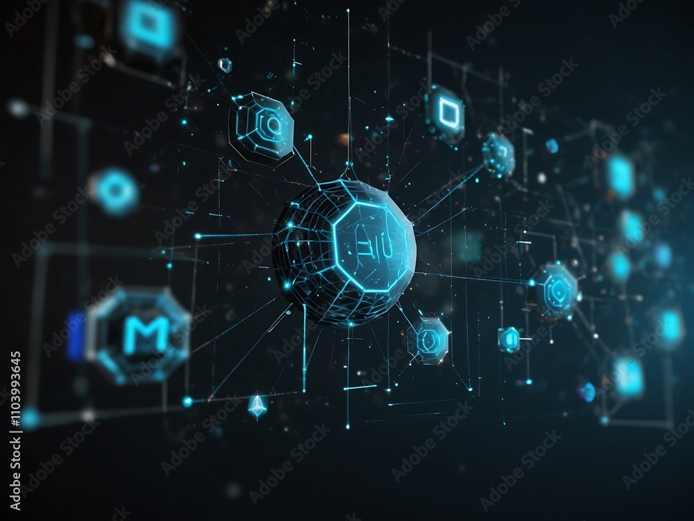3D floating web components in a virtual space, representing futuristic UI design. 3D floating web components in a virtual space, representing futuristic UI design.