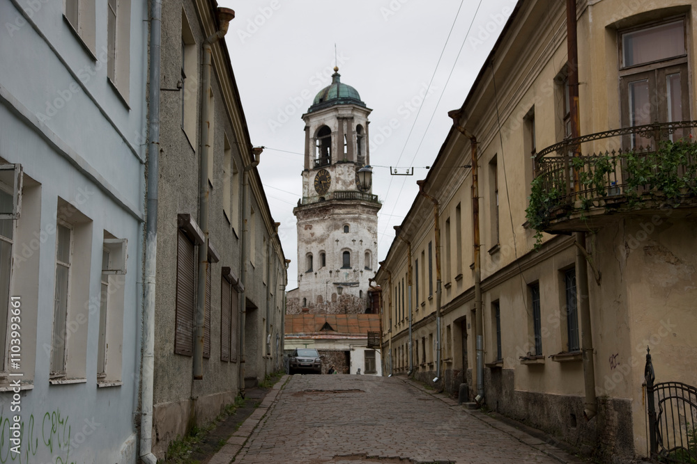 Obraz premium Russia Leningrad region Vyborg. View on a cloudy summer day