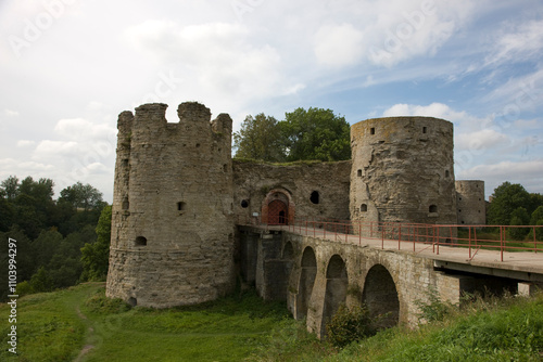 Russia Leningrad region fortress Koporye view on a cloudy summer day photo