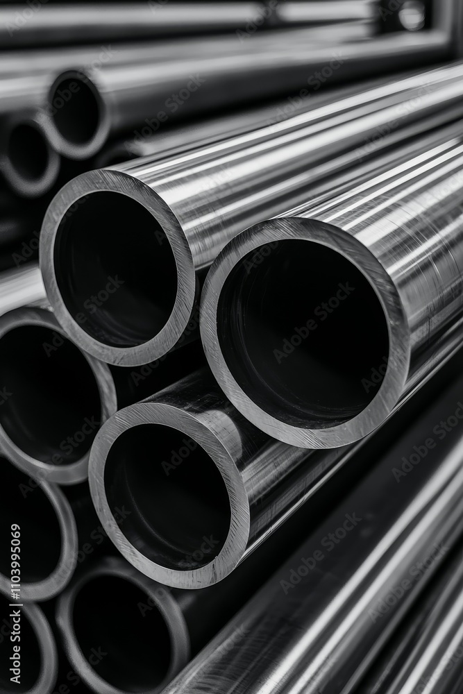 Dynamic Industrial Metallic Pipes Closeup in Monochrome Setting - Abstract Steel Texture Background for Engineering Concepts Dynamic Industrial Metallic Pipes Closeup in Monochrome Setting - Abstract Steel Texture Background for Engineering Concepts