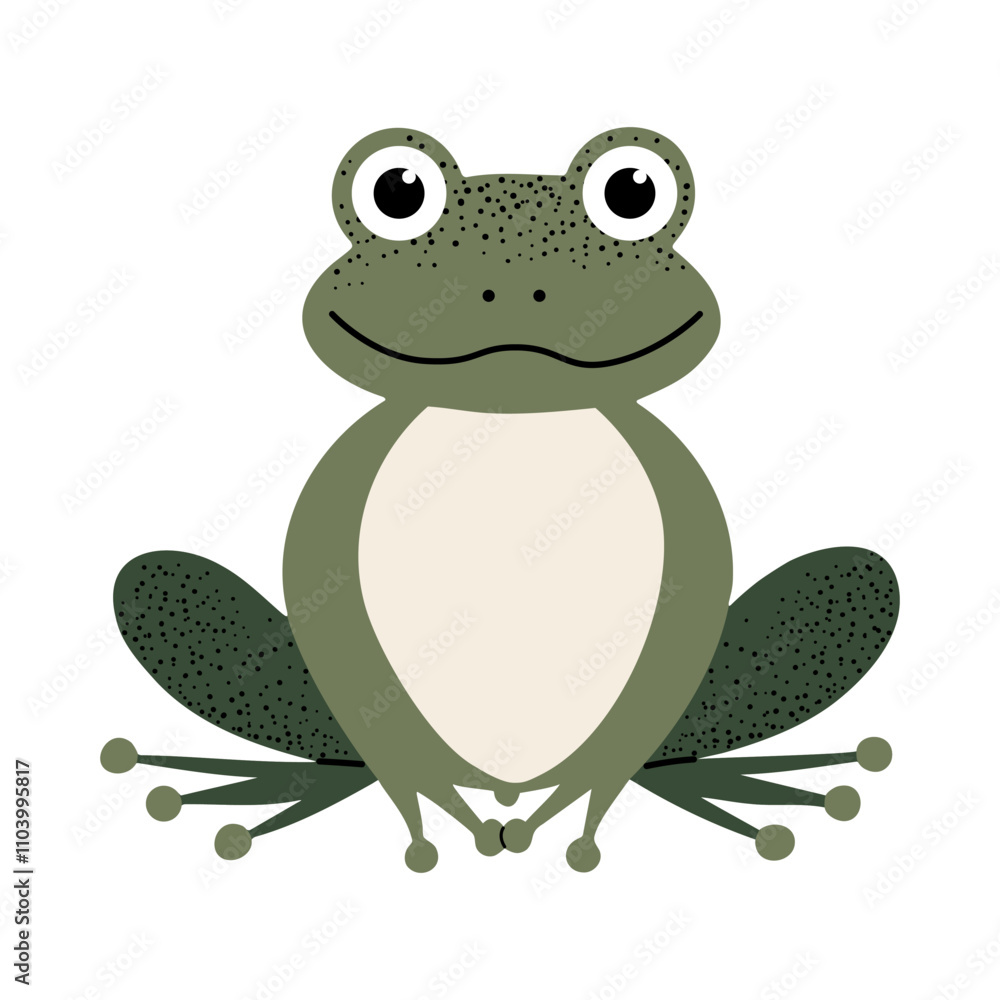 Obraz premium Cartoon cute frog. Forest, woodland animals. Children illustration. Kids style
