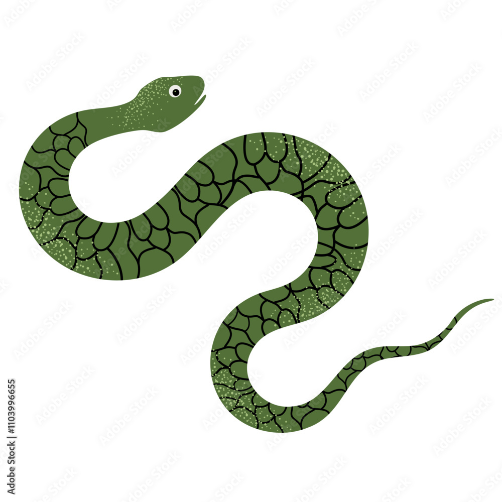 Naklejka premium Cartoon cute snake. Forest, wild animal. Children illustration. Kids style