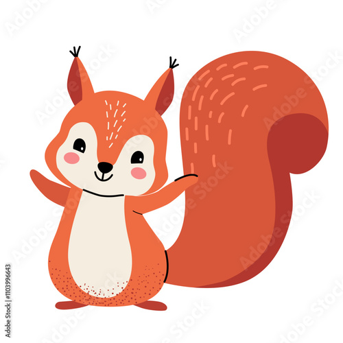 Cartoon cute squirrel. Forest, woodland animal. Children illustration. Kids style