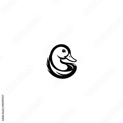 A Swan black logo design vector illustration, duck logo icon design, creative idea