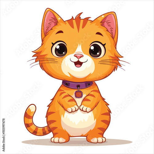 Cute cartoon ginger cat standing on hind legs vector