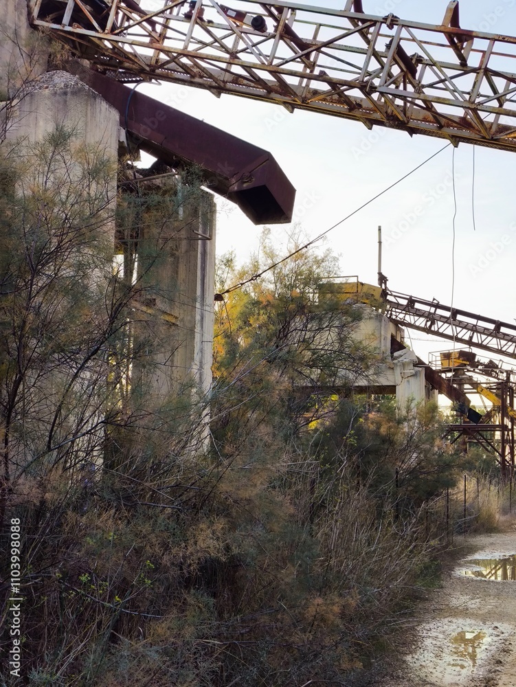 Old factory,metal construction,rusty construction 