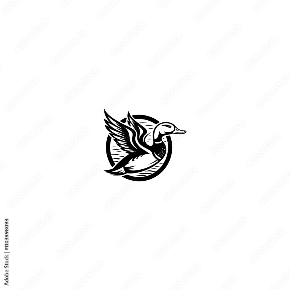 A Duck silhouette in the circle shape logo vector, Swan logo icon A Duck silhouette in the circle shape logo vector, Swan logo icon
