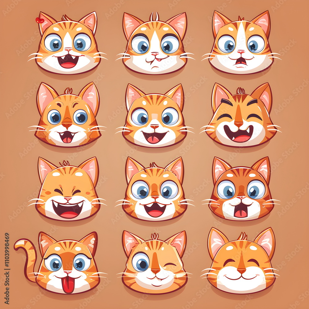 Adorable Cat Emoticons Set for Creative Projects and Graphic Designs Adorable Cat Emoticons Set for Creative Projects and Graphic Designs