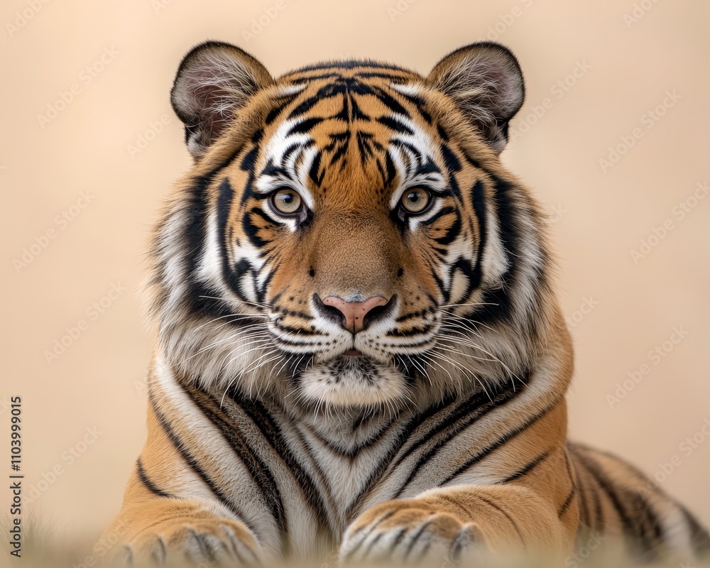 Majestic Close-Up Portrait of Sumatran Tiger in Serene Atmosphere Majestic Close-Up Portrait of Sumatran Tiger in Serene Atmosphere