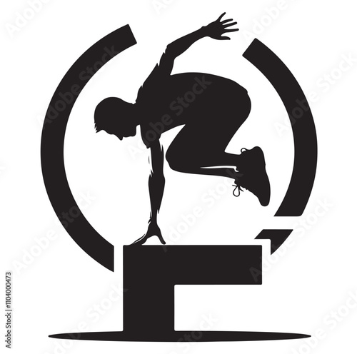 PARKOUR player silhouette vector illustration