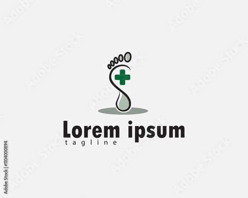 creative abstract foot with plus medical logo design