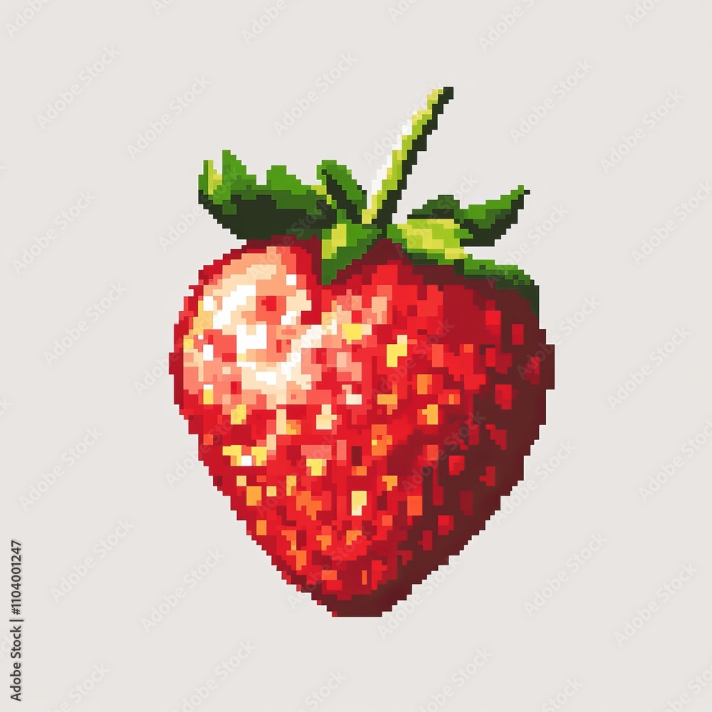Obraz premium Pixel strawberry on a plain background