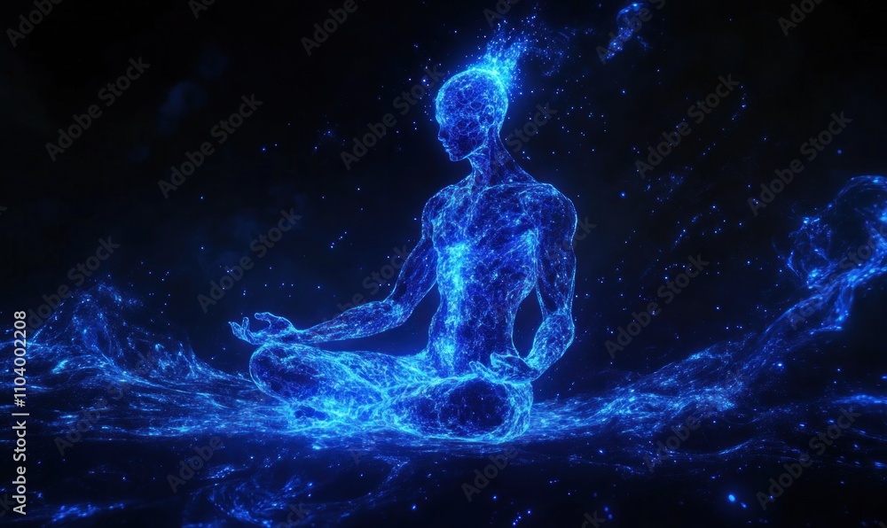 Abstract Energy Being Meditating in Cosmic Space Abstract Energy Being Meditating in Cosmic Space