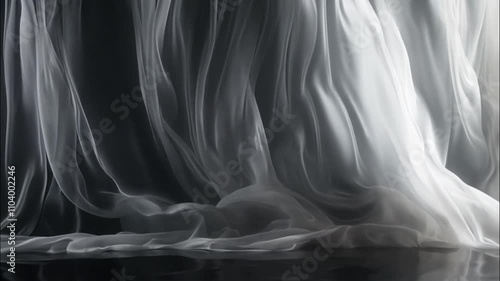 White floating silk curtain