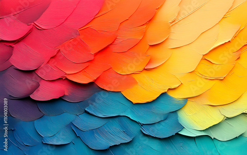 Wallpaper Mural A vibrant, textured background featuring colorful, overlapping scales in shades of pink, orange, yellow, and blue. Torontodigital.ca