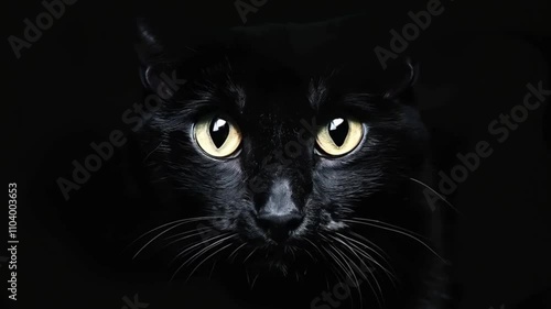 Cute black cat with big eyes
