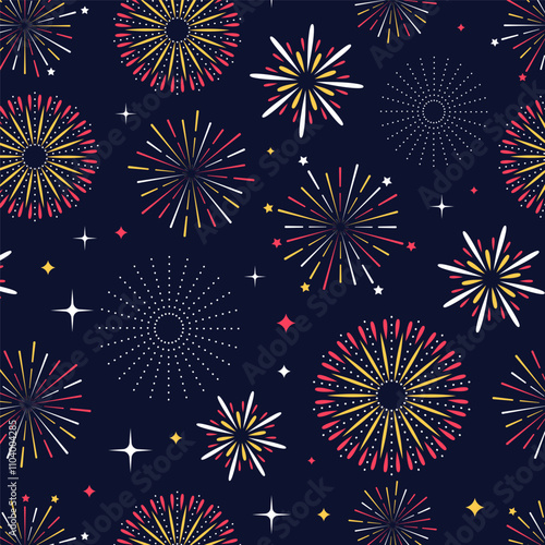 Abstract fireworks pattern background with various design for new year celebration