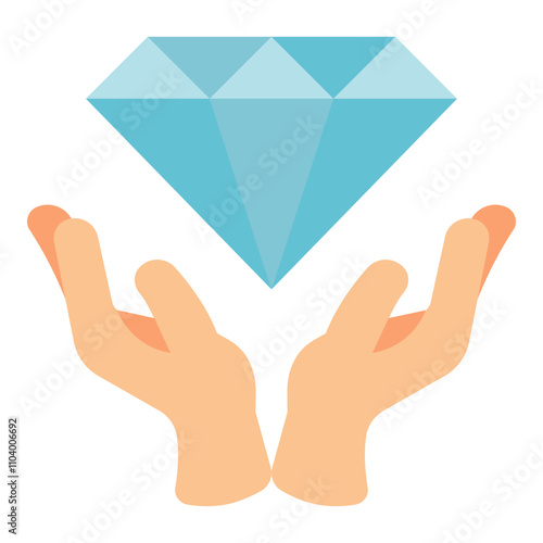 hands holding diamond value flat icon