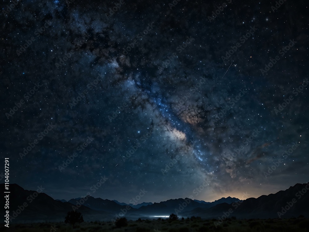 A 3D rendering of a dark blue sky with stars and the Milky Way. A 3D rendering of a dark blue sky with stars and the Milky Way.
